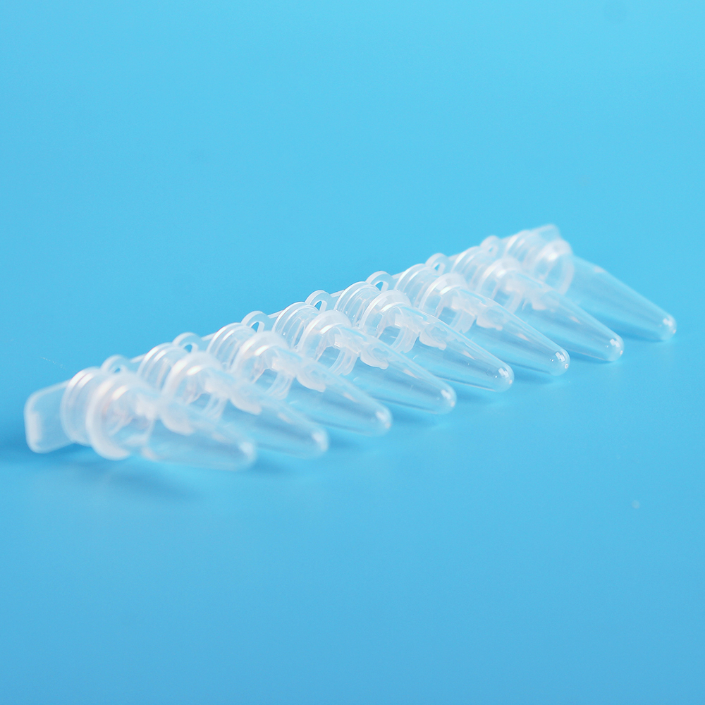 PCR-0802-FC Mini Plastic Conical Tube PCR 0.2ml 8-Strip Tubes with Caps