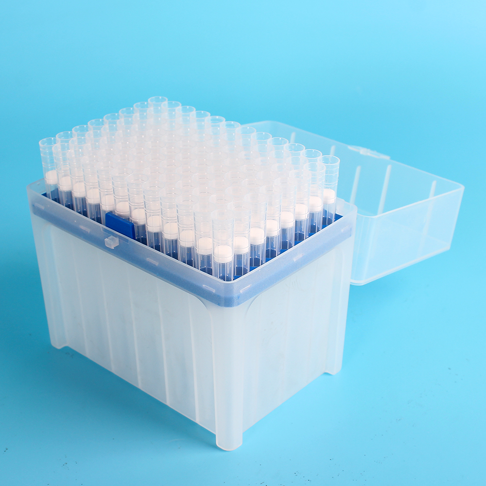 1000μL Lab Transparent Racked Pipette Tips with Filter Sterile Tips for Lab